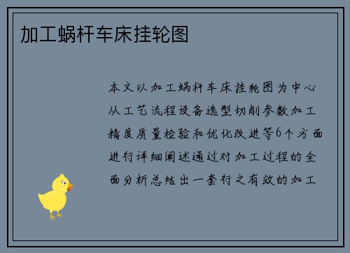 加工蜗杆车床挂轮图 加工蜗杆车床挂轮图